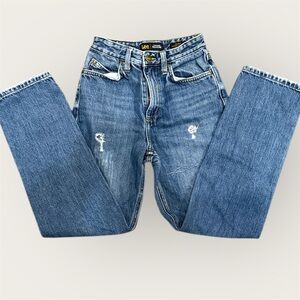 Lee Women's Straight Leg Distressed Blue Jeans